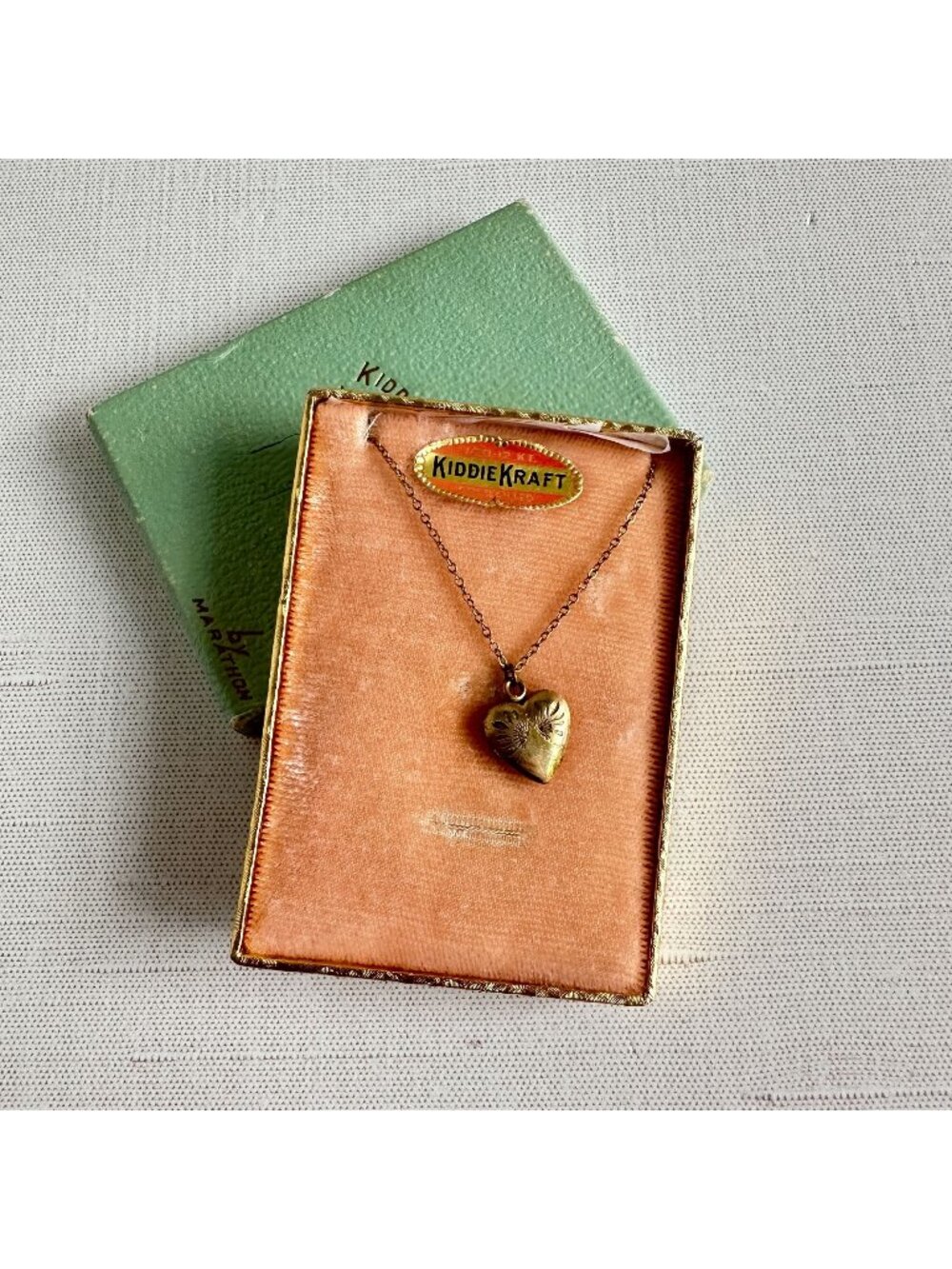 Kiddie Kraft Marathon Heart Locket Necklace 12K Gold Filled Original Box